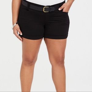 Black Torrid Sateen Belted Shorts Size 16